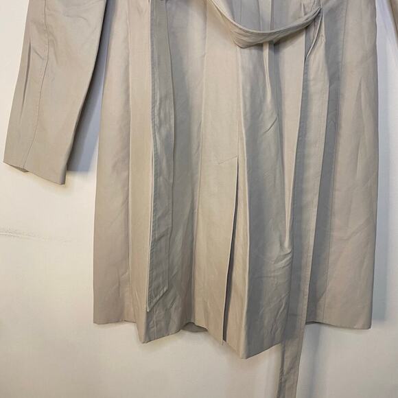 Loft Tan Long Button Up Lightweight Trench Coat Classic Work Size 4 - Picture 12 of 14